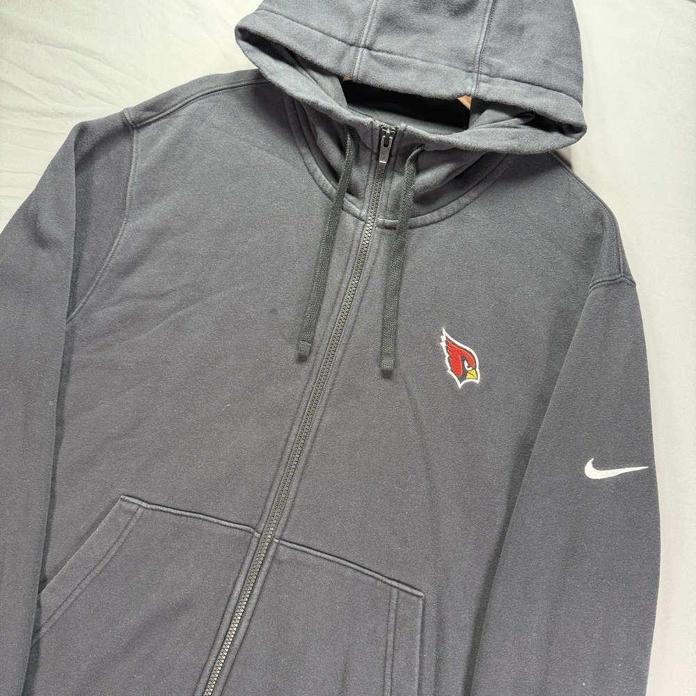 Nike Arizona Cardinals Full Zip Hoodie Mens Large Black Fleece Sweatshirt